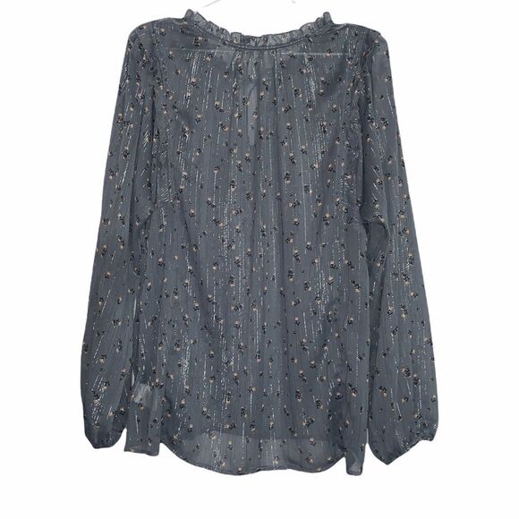 anthro Guest Editor Sheer Metallic Long Sleeve - Picture 5 of 12